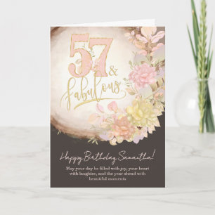 57 & Fantastische Florale Foto-Personalisierte Geb Karte
