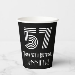 57. Geburtstag — Art Deco Inspiriert Look "57" + N Pappbecher