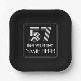 57. Geburtstag — Art Deco Inspiriert Look "57" + N Pappteller
