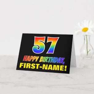57. Geburtstag: Bold, Fun, Simple, Rainbow 57 Karte