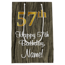 57. Geburtstag: Elegante Imitate Gold Look #, Imit Mittlere Geschenktüte