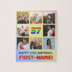 57. Geburtstag: Fun Rainbow #, Individuelle Name & Puzzle