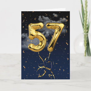57. Geburtstag Gold Mylar-Ballon und Konfetti-Kart Karte