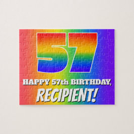 57. Geburtstag — mehrfarbiges Regenbogenmuster "57 Puzzle
