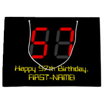 57. Geburtstag: Red Digital Clock Style "57" + Nam