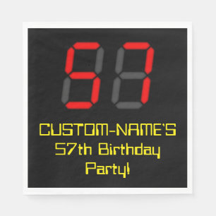57. Geburtstag: Red Digital Clock Style "57" + Nam Serviette