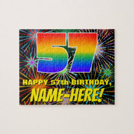 57. Geburtstag: Spaß, bunte feierliche Feuerwerke Puzzle