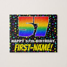 57. Geburtstag — Spaß, buntes Sternenfeldmuster