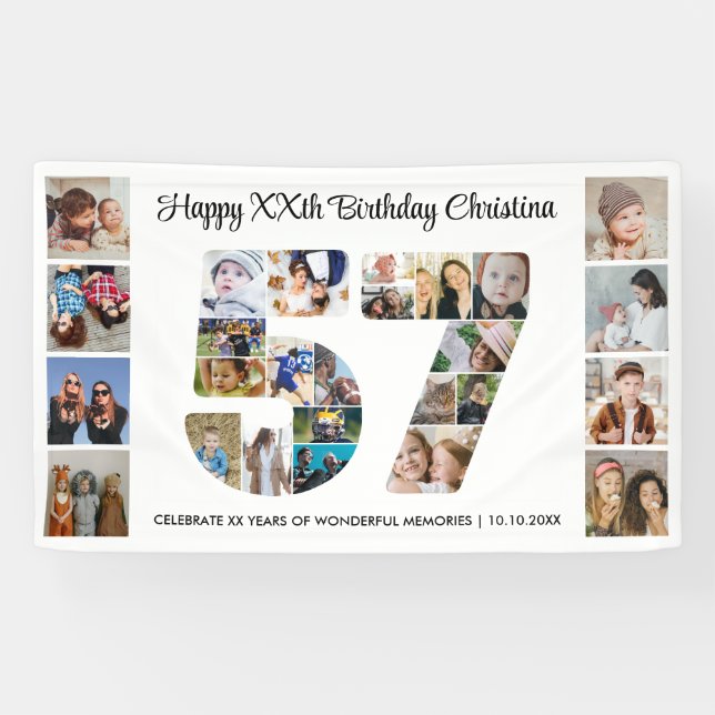57. Geburtstagsfeier Nummer 57 Fotocollage Banner (Horizontal)