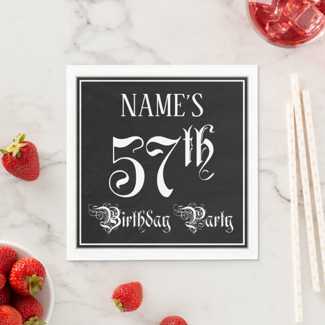 57. Geburtstagsparty — Extravagantes Script + Indi Serviette (Beispiel)