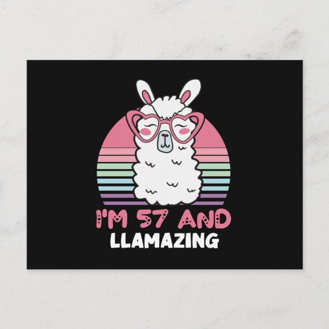 57 Year Old Bday Llamazing 57th Birthday Llama Postkarte (Vorderseite)