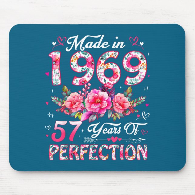 57 Year Old Made In 1969 Floral 57th Birthday Wome Mousepad (Vorne)