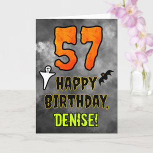 57th Birthday: Eerie Halloween Theme + Custom Name Karte
