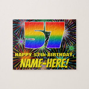 57th Birthday: Fun, Colorful Celebratory Fireworks Puzzle