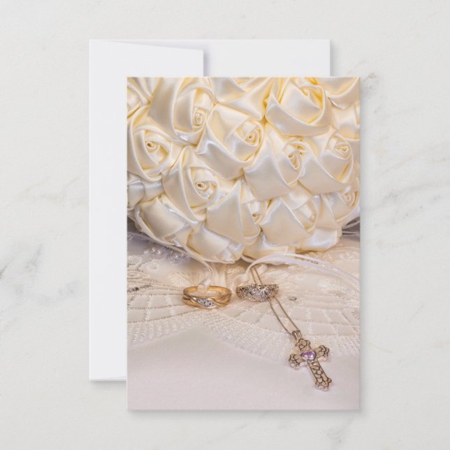 5807-Bouquet mit Rings und Cross Einladung (Vorderseite)