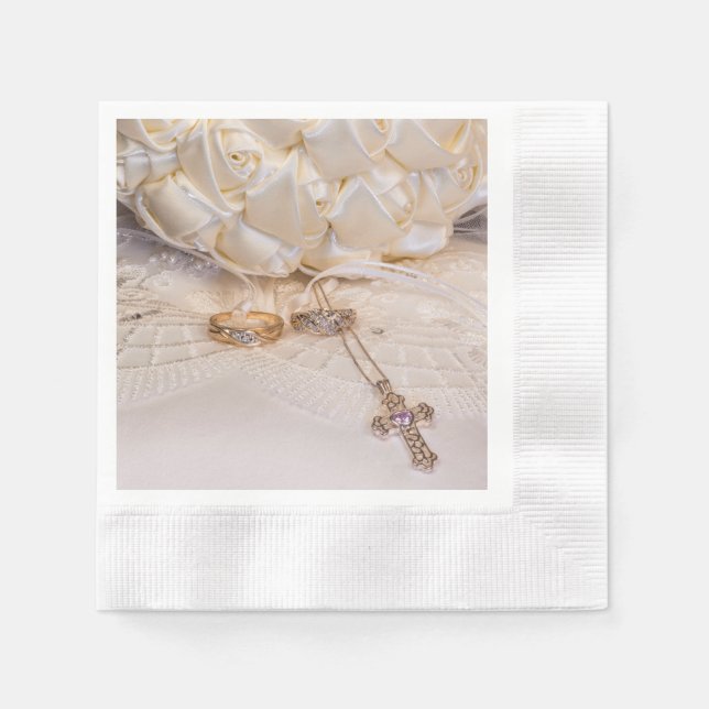 5807-Bouquet, Rings & Cross Serviette (Vorderseite)