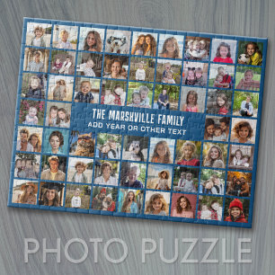 58 Foto-Collage-Raster mit Text - blau Puzzle
