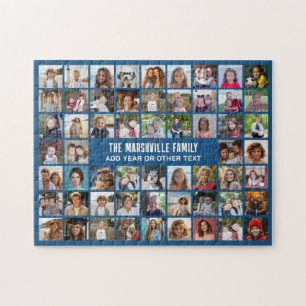 58 Foto-Collage-Raster mit Text - blau Puzzle