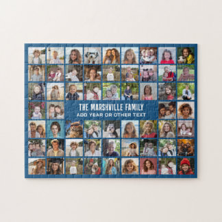 58 Foto-Collage-Raster mit Text - blau Puzzle