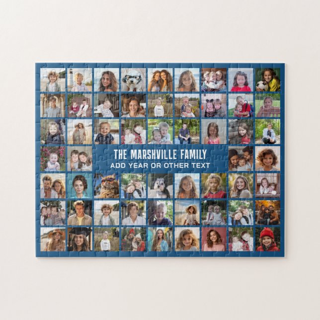 58 Foto-Collage-Raster mit Text - blau Puzzle (Horizontal)