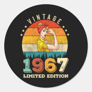 58. Geburtstag 1967 Vintage 58. Geburtstag Frauen Runder Aufkleber