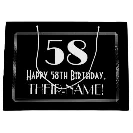 58. Geburtstag: Art Deco Inspiriert Stil "58", Nam Große Geschenktüte