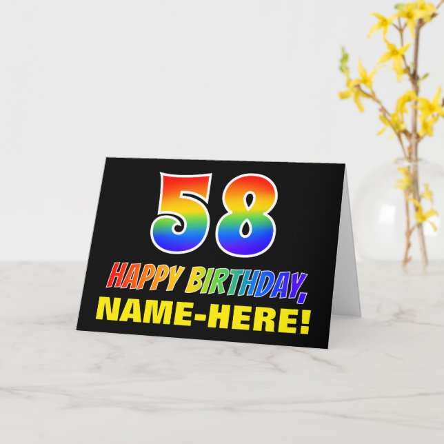 58. Geburtstag: Bold, Fun, Simple, Rainbow 58 Karte (Gelbe Blume)