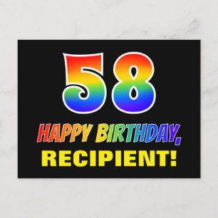 58. Geburtstag: Bold, Fun, Simple, Rainbow 58 Postkarte