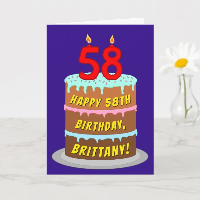 58. Geburtstag: Fun Cake and Candles + Individuell Karte (Kleine Pflanze)