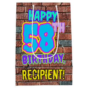 58. Geburtstag: Lustiges, urban Graffiti inspirier Mittlere Geschenktüte