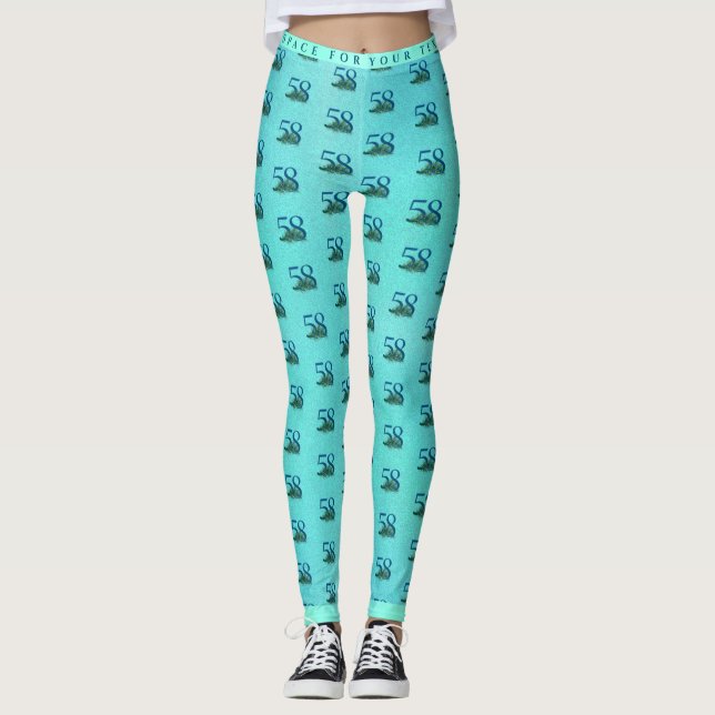 58. Geburtstag oder Jubiläum Pfauenmuster Leggings (Vorderseite)