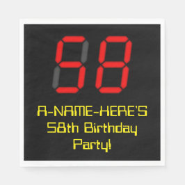 58. Geburtstag: Red Digital Clock Style "58" + Nam Serviette