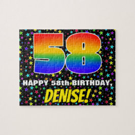 58. Geburtstag — Spaß, farbenfrohe Sternenfeldeben Puzzle