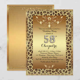 58. Geburtstagsparty 58., Royal Cheetah Gold plus Einladung