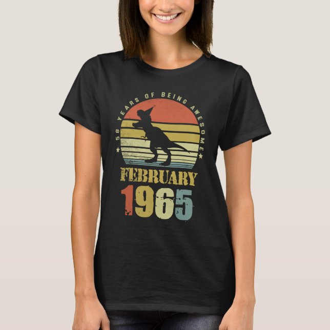 58 Jahre alter Dinosaurier Februar Seit 1965 58. B T-Shirt (Vorderseite)
