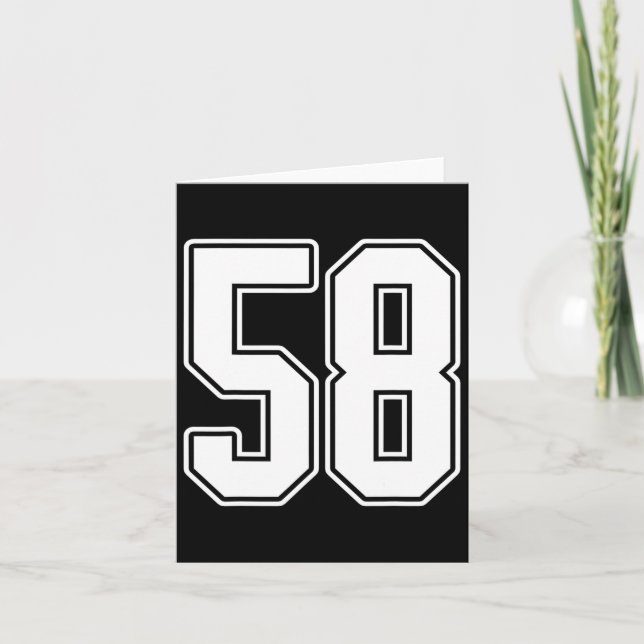 #58 White Kontur Number 58 Sports Fan Jersey Styl Karte (Vorderseite)