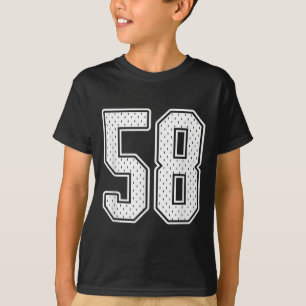 #58 White Vintag Number 58 Sports Fan Jersey Styl T-Shirt