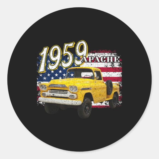 59 Apache Truck 4. Juli Amerikaner Runder Aufkleber (Vorderseite)