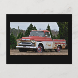 59 Chevy in einer Arkansas Weihnachtsbaumfarm Postkarte