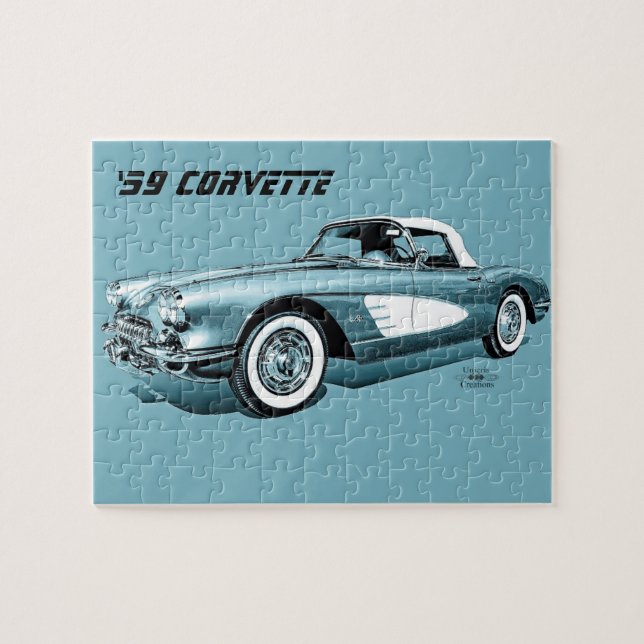 59 Corvette Blue Background Puzzle (Horizontal)