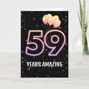 59. Geburtstag Balloons und Confetti Karte