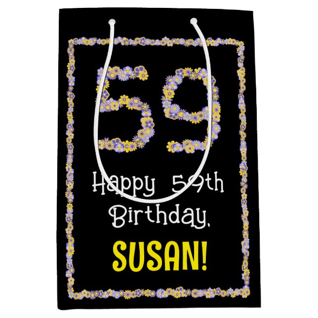59. Geburtstag: Blumennummer, Individuelle Name, B Mittlere Geschenktüte (Vorderseite)