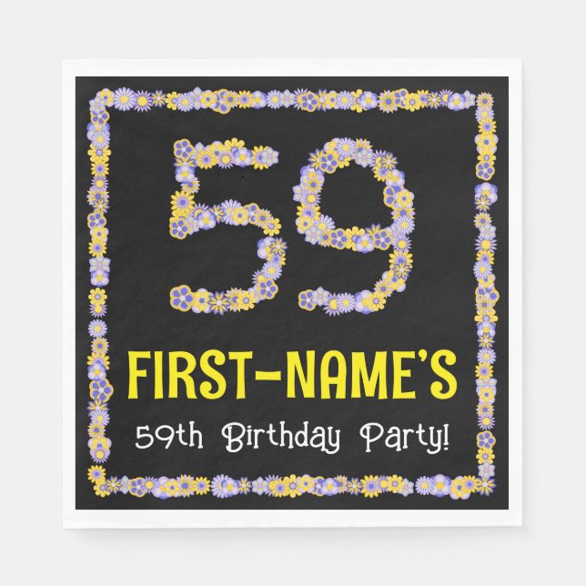 59. Geburtstag: Blumennummer, Individuelle Name, B Serviette (Vorderseite)