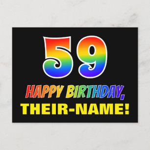 59. Geburtstag: Bold, Fun, Simple, Rainbow 59 Postkarte