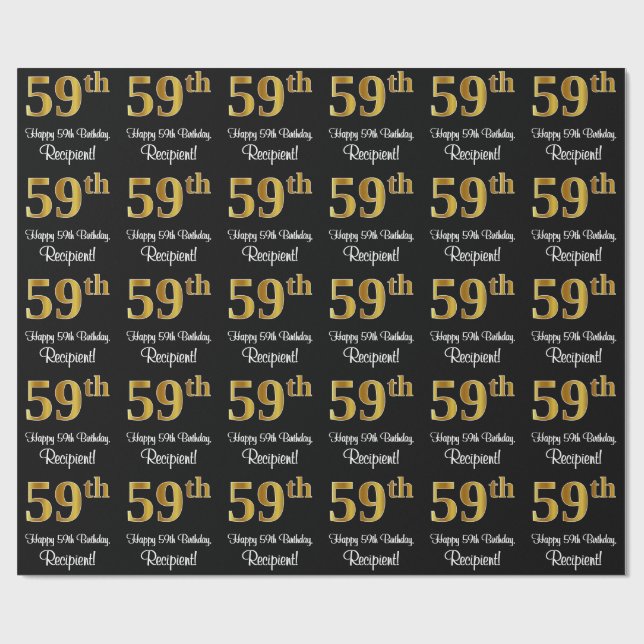 59. Geburtstag: Elegante Luxuriöse Imitate Gold Lo Geschenkpapier (Flach)