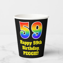 59. Geburtstag: Farbenfroh, Spaß, Spannung, Regenb Pappbecher