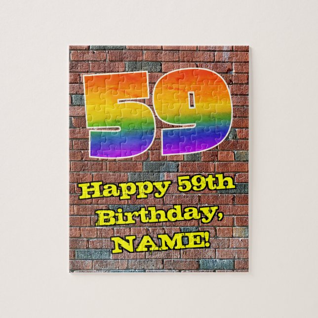 59. Geburtstag: Fun Graffiti-Inspiriert Regenbogen Puzzle (Vertikal)