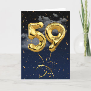 59. Geburtstag Gold Mylar Ballon und Confetti Card Karte