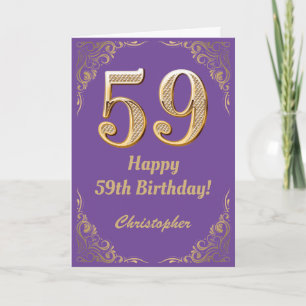 59. Geburtstag Lila und Gold Glitzer Frame Karte