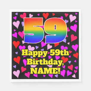 59. Geburtstag: Loving Hearts Pattern, Regenbogen Serviette